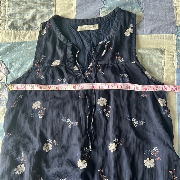 Abercrombie & Fitch Womens Floral Navy Sleeveless Boho Midi Dress Medium - Picture 10 of 12
